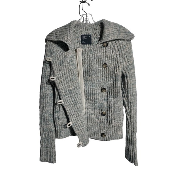 American Eagle knitted wool, alpaca, mohair blend front sweater woman small - Picture 5 of 8